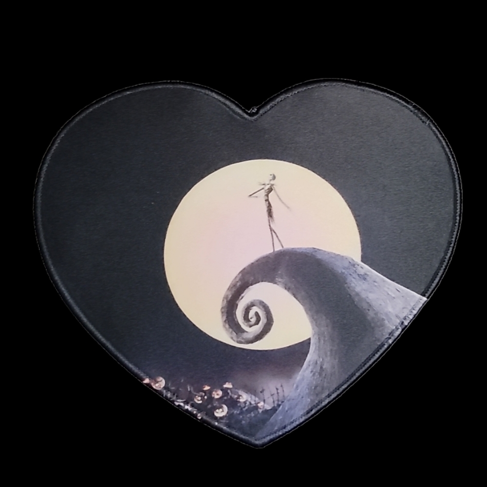 Nightmare before Christmas mouse pad. Heart-shaped.